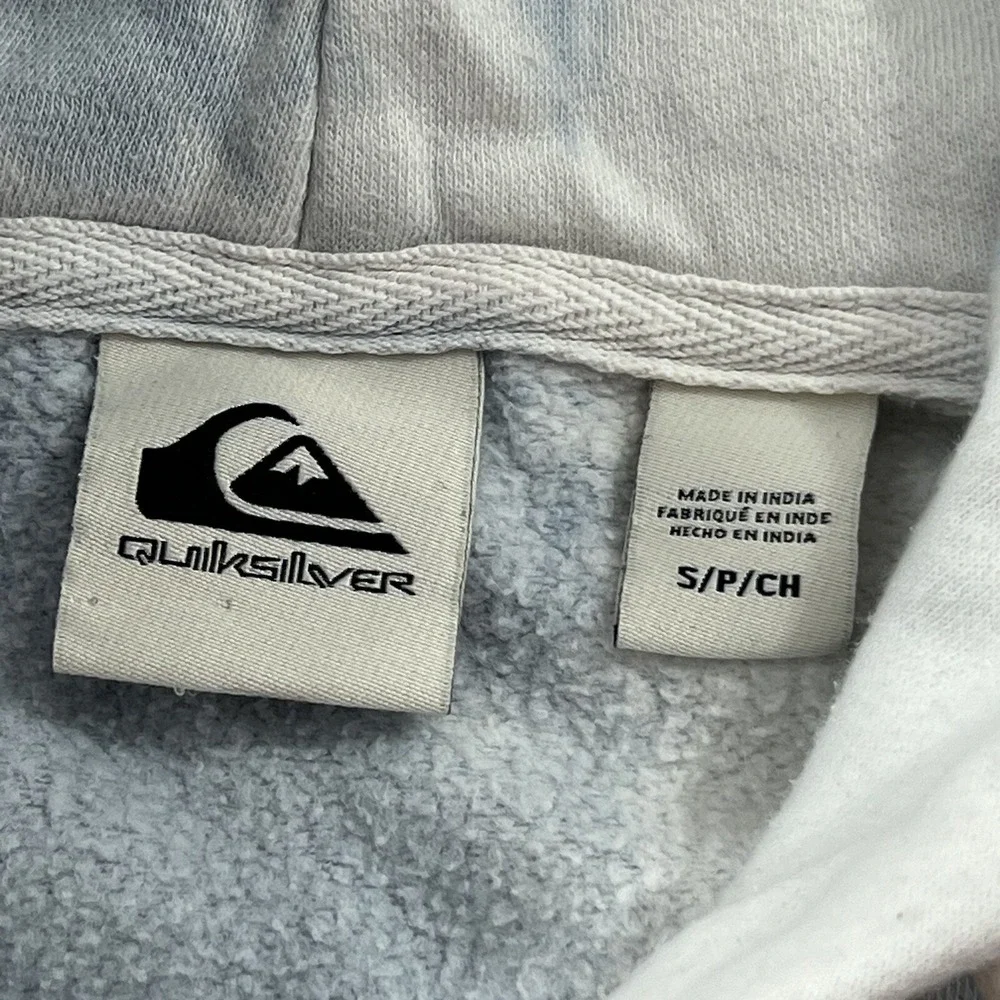 Quiksilver Sweater Mens Small White Blue Tie Dye Pullover Hoodie Streetwear Surf